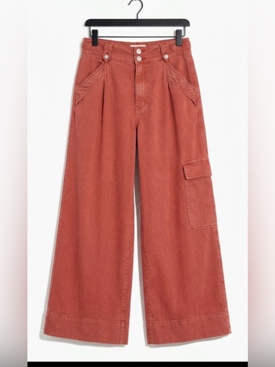 Anthropologie Pants - Pilcro Anthropologie Wide Leg High Rise Baggy Cargo Pants Women Sz 27 Terracotta